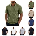 thumbnail image 1 of SAWOBUUN Men's Texture Zip Front Jacket Short Sleeve Collared Sport Top Casual Athletic Outerwear, 1 of 7