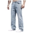 thumbnail image 1 of SAWOBUUN Men's Wash Straight Jeans Flex Relaxed Fit Denim Pants Stretch Casual Denim Pants, 1 of 8