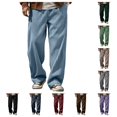 thumbnail image 1 of SAWOBUUN Men's Wide Leg Corduroy Pants Elastic Waist Loose Fit Trousers Soft Straight Leg Casual Slacks for Fall Winter, 1 of 8