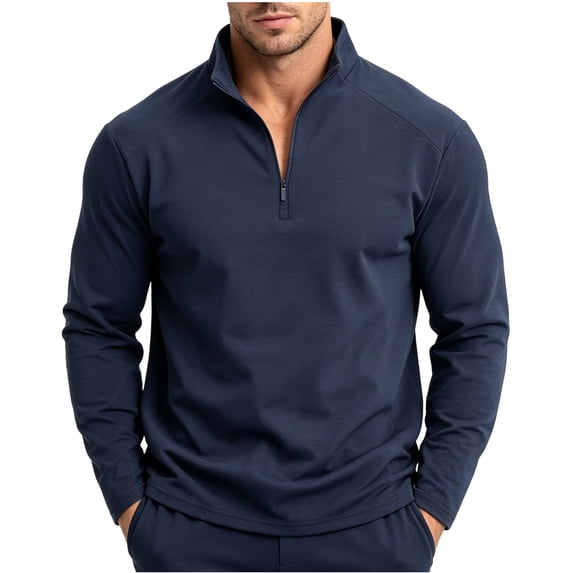 SAWOBUUN Mens 1/4 Zip Pullover Long Sleeve Shirt Lightweight Athletic Workout Top Breathable Performance Sweatshirt