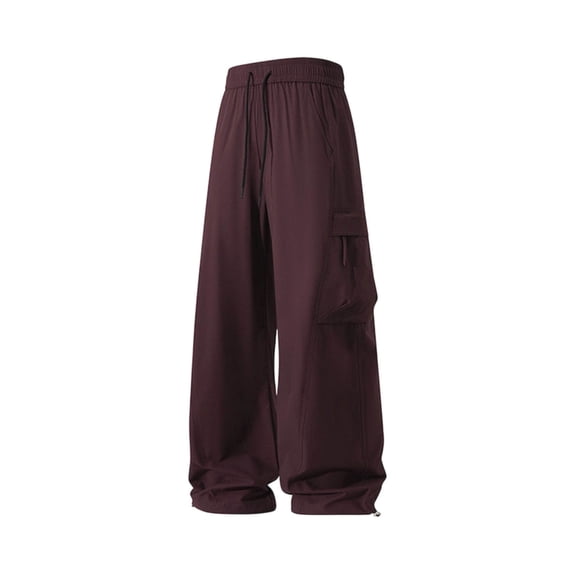 SAWOBUUN Mens Baggy Cargo Pants Wide Leg Drawstring Elastic Waist Loose Fit Streetwear Trousers with Multi Pockets