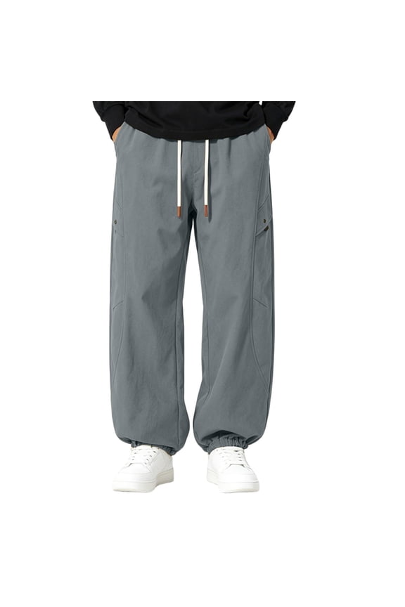 Mens Baggy Parachute Cargo Pants Elastic Waist Loose Fit Trousers Y2K Hip Hop Joggers