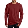 thumbnail image 1 of SAWOBUUN Mens Long Sleeve Shirt Crew Neck Casual Loose Fit Soft Base Layer Athletic Tee with Thumb Holes, 1 of 6