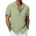 thumbnail image 1 of SAWOBUUN Mens Plaid Button Down Shirt Short Sleeve Casual Summer Dress Shirs Lightweight Beach Vacation Tops, 1 of 7