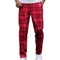 thumbnail image 1 of SAWOBUUN Mens Plaid Dress Pants Elastic Waist Slim Fit Tapered Casual Trendy Slacks with Pockets, 1 of 9