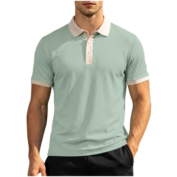 SAWOBUUN Mens Quick Dry Athletic Shirt Short Sleeve Collared Workout Top Lightweight Breathable Stretch Gym Running Tee