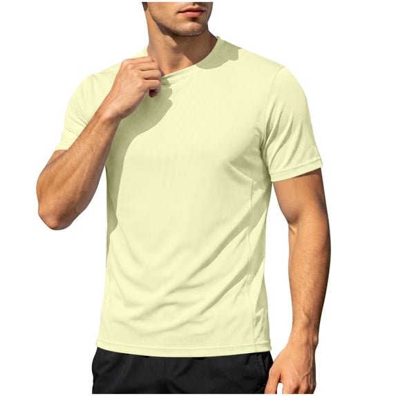 SAWOBUUN Mens Quick Dry Athletic T-Shirt Short Sleeve Moisture Wicking Workout Top Lightweight Breathable Stretch Gym Running Tee