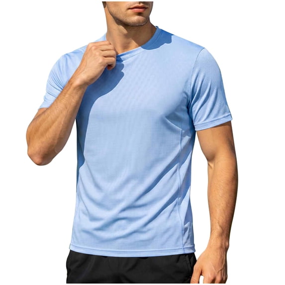 SAWOBUUN Mens Quick Dry Athletic T-Shirt Short Sleeve Moisture Wicking Workout Top Lightweight Breathable Stretch Gym Running Tee
