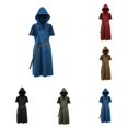 thumbnail image 1 of SAWOBUUN Mens Renaissance Set Medieval with Hooded Surcoat Leather Belt Ren Faire Halloween Outfit, 1 of 6