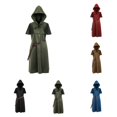 thumbnail image 1 of SAWOBUUN Mens Renaissance Set Medieval with Hooded Surcoat Leather Belt Ren Faire Halloween Outfit, 1 of 6