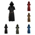 thumbnail image 1 of SAWOBUUN Mens Renaissance Set Medieval with Hooded Surcoat Leather Belt Ren Faire Halloween Outfit, 1 of 6