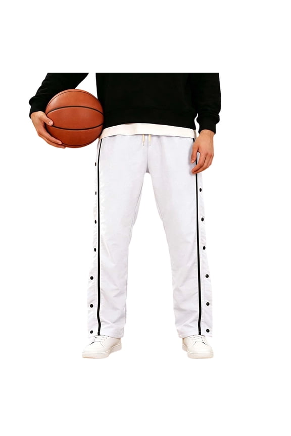 Mens Tear Away Basketball Pants Loose Fit Snap Button Track Sweatpants Casual Gym Training Athletic Pants