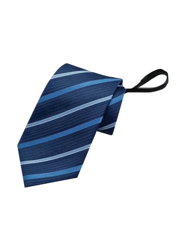 Mens Ties Business Formal Zipper Necktie Classic Striped Pre-Tied Tie for Office & Wedding, Easy Pull-On