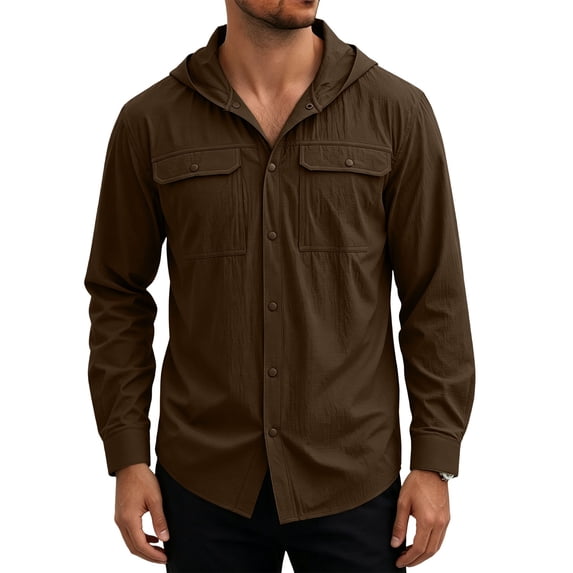 SAWOBUUN Mens UPF 50+ Sun Protection Hoodie Shirt Long Sleeve Quick Dry Lightweight Fishing Hiking Shirt
