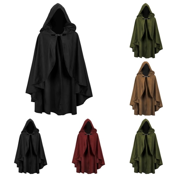 SAWOBUUN Renaissance Hooded Cape Vintage Medieval Cloak Adult Men Women Halloween Party Cape