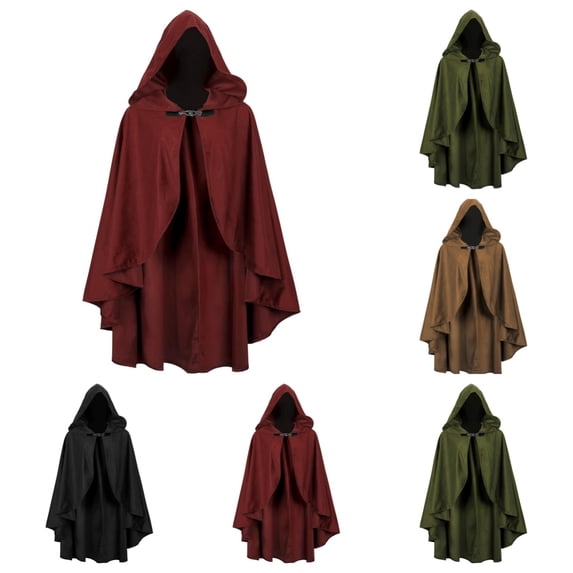 SAWOBUUN Renaissance Hooded Cape Vintage Medieval Cloak Adult Men Women Halloween Party Cape