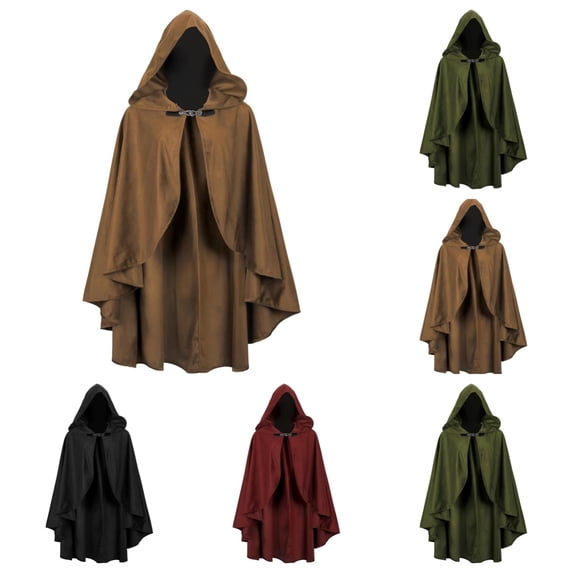 SAWOBUUN Renaissance Hooded Cape Vintage Medieval Cloak Adult Men Women Halloween Party Cape