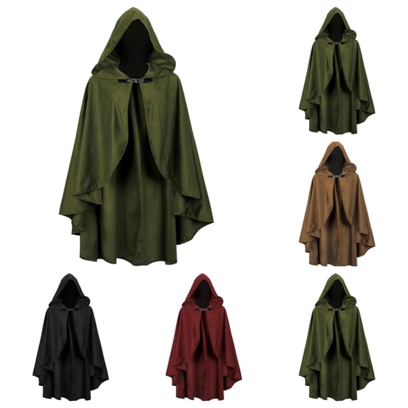 SAWOBUUN Renaissance Hooded Cape Vintage Medieval Cloak Adult Men Women Halloween Party Cape