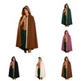 thumbnail image 1 of SAWOBUUN Renaissance Hooded Cloak for Men Women,Halloween Medieval Cape Witch Robe Victorian Suede Cape, 1 of 9