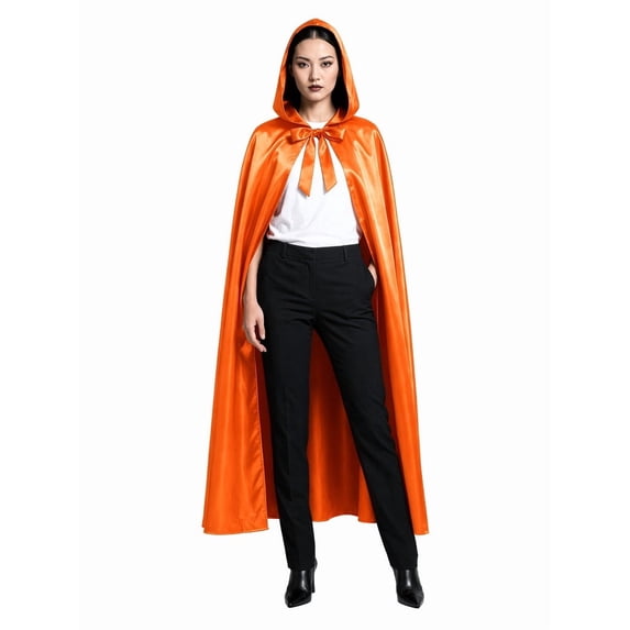 SAWOBUUN Renaissance Satin Cape for Women Men,Medieval Hooded Cloak Halloween Cape, Witch, Wizard