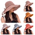 thumbnail image 1 of SAWOBUUN Sun Hat for Women Wide Brim UV Protection Fishing Hats Bow Chin Strap Packable Travel Outdoor Bucket Hat, 1 of 7