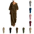 thumbnail image 1 of SAWOBUUN Two Piece Sets for Women Long Sleeve Button Down Shirt Wide Leg Pants Casual Tracksuit Lounge Sets, 1 of 8