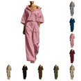 thumbnail image 1 of SAWOBUUN Two Piece Sets for Women Long Sleeve Button Down Shirt Wide Leg Pants Casual Tracksuit Lounge Sets, 1 of 8