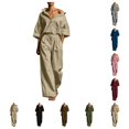 thumbnail image 1 of SAWOBUUN Two Piece Sets for Women Long Sleeve Button Down Shirt Wide Leg Pants Casual Tracksuit Lounge Sets, 1 of 8