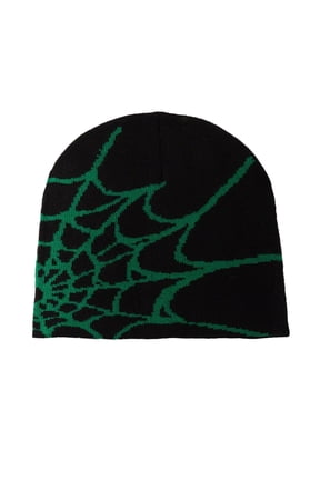 Unisex Halloween Spider Beanie Hat Y2K Knitted Pullover Hat Letter Star Jacquard Hat Winter Warm