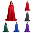 thumbnail image 1 of SAWOBUUN Unisex Satin Hooded Cloak Halloween Witch Cape Vampire Medieval Full Length Cloak, 1 of 7