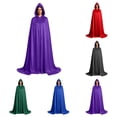 thumbnail image 1 of SAWOBUUN Unisex Satin Hooded Cloak Halloween Witch Cape Vampire Medieval Full Length Cloak, 1 of 7