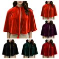 thumbnail image 1 of SAWOBUUN Velvet Capelet for Women Warm Short Cloak with Stand Collar Vintage Shawl for Halloween Evening Dress, 1 of 9