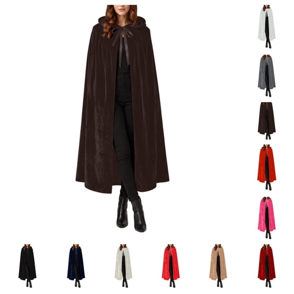 SAWOBUUN Velvet Cloak with Hood for Men & Women, Hooded Cape Cloak Unisex Halloween Witch Vampire Wizard Raven
