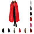 thumbnail image 1 of SAWOBUUN Velvet Cloak with Hood for Men & Women, Hooded Cape Cloak Unisex Halloween Witch Vampire Wizard Raven, 1 of 8