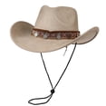 thumbnail image 1 of SAWOBUUN Western Cowboy Hat for Women Men Shapeable Roll up Wide Brim Sun Hat with Decorative, 1 of 3