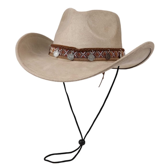 SAWOBUUN Western Cowboy Hat for Women Men Shapeable Roll up Wide Brim Sun Hat with Decorative