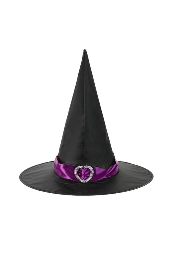 Witch Hat with Heart Buckle Pointed Halloween Accessory for Women Girls Magic Wizard Cap for Party