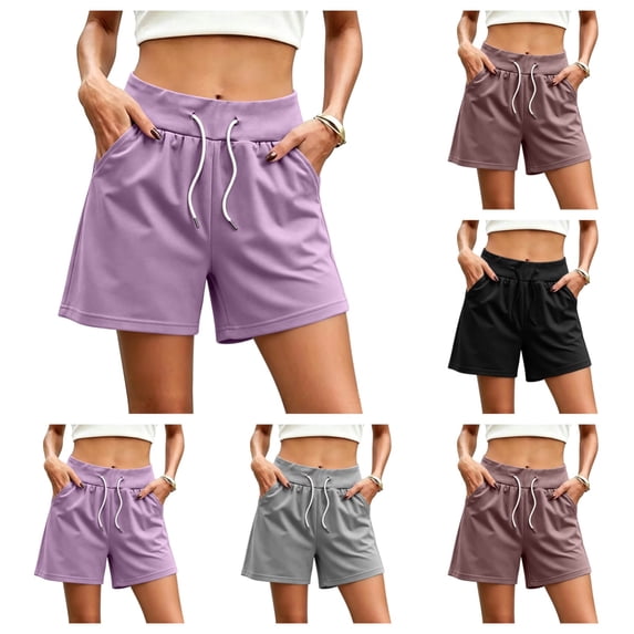 SAWOBUUN Women Casual Summer Sweat Shorts High Waist Drawstring Lounge Soft Lightweight Athletic Shorts