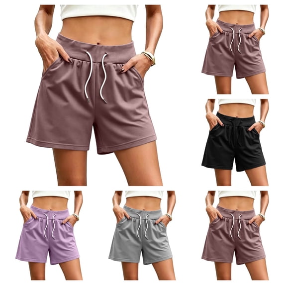 SAWOBUUN Women Casual Summer Sweat Shorts High Waist Drawstring Lounge Soft Lightweight Athletic Shorts