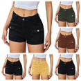thumbnail image 1 of SAWOBUUN Women High Waist Cargo Shorts Stretch Denim Multi Pockets Y2K Casual Summer Shorts, 1 of 8