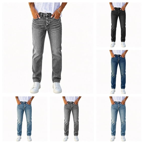 SAWOBUUN Women High Waist Straight Leg Jeans 4 Button Washed Gradient Denim Pants Thick Winter Casual Denim Jeans