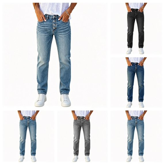 SAWOBUUN Women High Waist Straight Leg Jeans 4 Button Washed Gradient Denim Pants Thick Winter Casual Denim Jeans