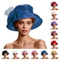 thumbnail image 1 of SAWOBUUN Women Organza Church Derby Hat Wide Brim Fascinator Sun Flower Hats for Wedding Cocktail Tea Party, 1 of 7