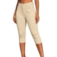 thumbnail image 1 of SAWOBUUN Women Skinny Capri High Waisted Stretchy Cropped Pants Classic Slim Fit Trousers for Summer Casual Wear, 1 of 6