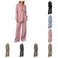 thumbnail image 1 of SAWOBUUN Women Suits 2 Piece Set Business Casual Dressy Oversized Blazer Jacket and Wide Leg Dress Pantsuits Formal Outfits, 1 of 7
