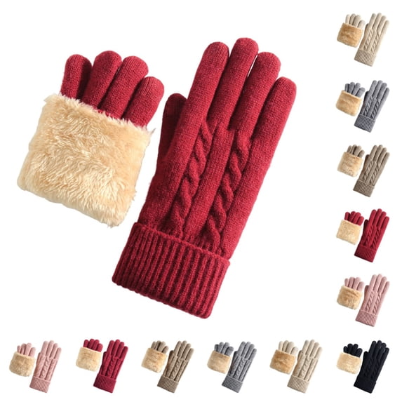 SAWOBUUN Women Winter Gloves Cable Knit Fleece Lined Thick Warm Cold ...