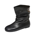 thumbnail image 1 of SAWOBUUN Women's Slouchy Ankle Boots Faux Leather Round Toe Flat Sole Slip On Non Slip Comfort Casual Winter Booties, 1 of 9