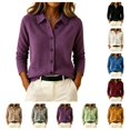 thumbnail image 1 of SAWOBUUN Womens Cardigan Sweaters Long Sleeve Collared Button Down Knit Lightweight Sweater Jacket Casual Fall Winter Outerwear, 1 of 6