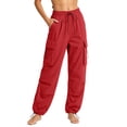 thumbnail image 1 of SAWOBUUN Womens Cargo Pants High Waisted Lightweight Drawstring Parachute Jogger Casual Loose with Pockets, 1 of 6