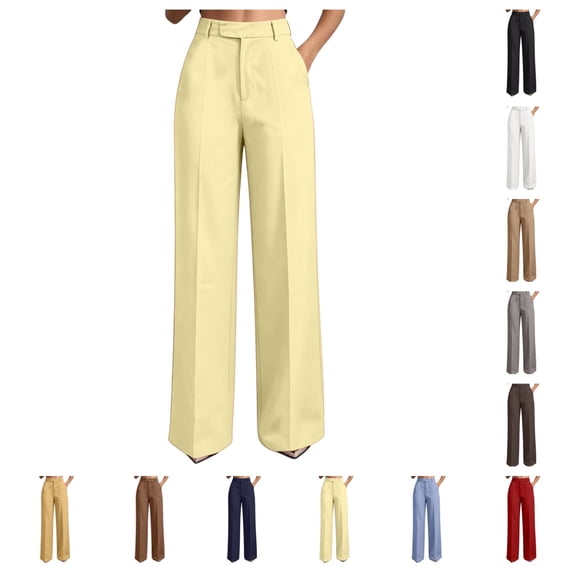 SAWOBUUN Womens Dress Pants Wide Leg High Waisted Elegant Flowy Palazzo Slacks Business Casual Work Trousers with Pockets